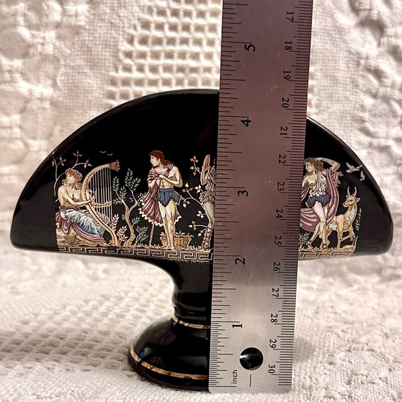 Vtg Napkin Holder Fakiolas Stamped 🤚🏽Made in GREECE Black 24K Gold Rare Find - Picture 10 of 13